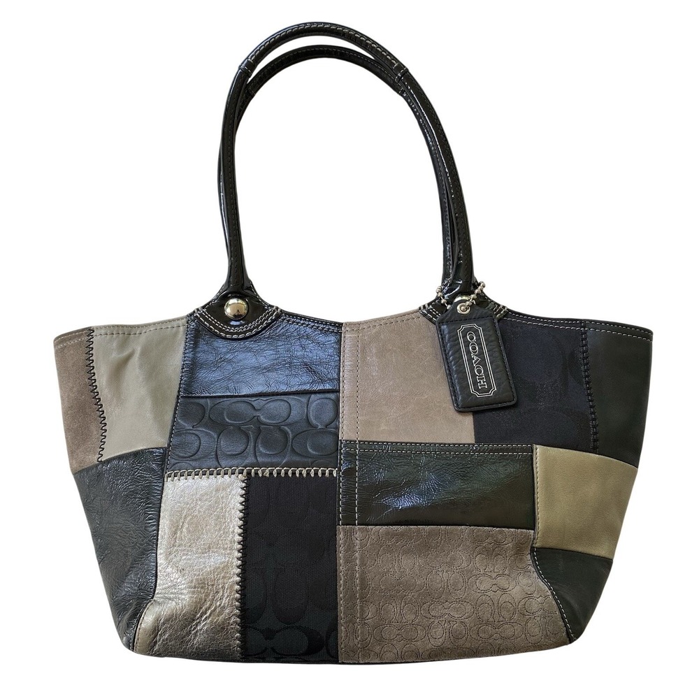 Coach Bleecker Black Leather Suede Patchwork Tote #F14045 Vintage Shoulder Bag